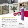 A poster showcasing a bathroom sealant, featuring the Alseal brand name and product details for the AS-206 Bathroom & Sanitary Sealant. The poster includes information on its mildew resistance, neutral-cure silicone formula, and applications for high humidity areas. The sealant is presented in a stylish design with available colors highlighted. Product specifications like content volume (300 ml), carton quantity (24), and website link are also visible.
