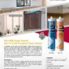 A product poster featuring ALSEAL's various gap sealants, including AS-1000 and AS-1110. The poster displays details about the product's features, applications, and specifications, emphasizing its versatility, paintability, and environmental friendliness. Images of the sealant cartridges and their uses in sealing gaps between walls and cabinets are included. The background is simple to focus on the text and product information provided.