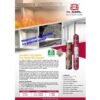 A poster advertising a fire-resistant product called ALSEAL, which is a sealant designed for various construction applications. The poster includes detailed specifications and features of the product, such as its fire rating, compatibility with different substrates, low VOC formulation, and recommended usage for sealing joints in buildings. It lists its compliance with industry standards and highlights its advanced polymer technology, UV resistance, and paintability. Additionally, it provides information on available colors and product codes for both cartridge and sausage formats.