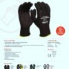 A flyer for Maxisafe featuring the 'Rippa Grippa' black nitrile coated synthetic glove, including product details, features, benefits, applications, and standards. The gloves are displayed with hands in a gripping position.