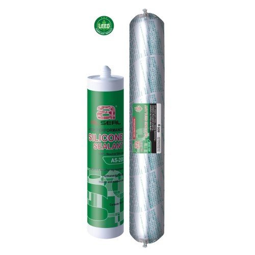 A close-up image of a cylindrical container of ALSEAL HIGH-PERFORMANCE SILICONE SEALANT - AS-205, featuring visible text on the label.